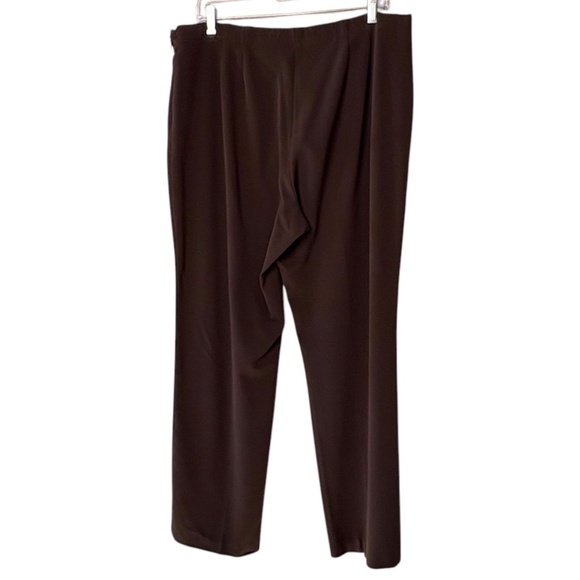 COLDWATER CREEK Stretch Poly Rayon Wide Leg Flat Front Trousers Dark Brown Sz 16 - Picture 3 of 10